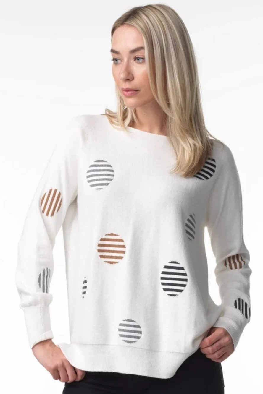 ZAKET & PLOVER Wool Abstract Colorblock Geometric Polka Dot Knit Sweater Size L